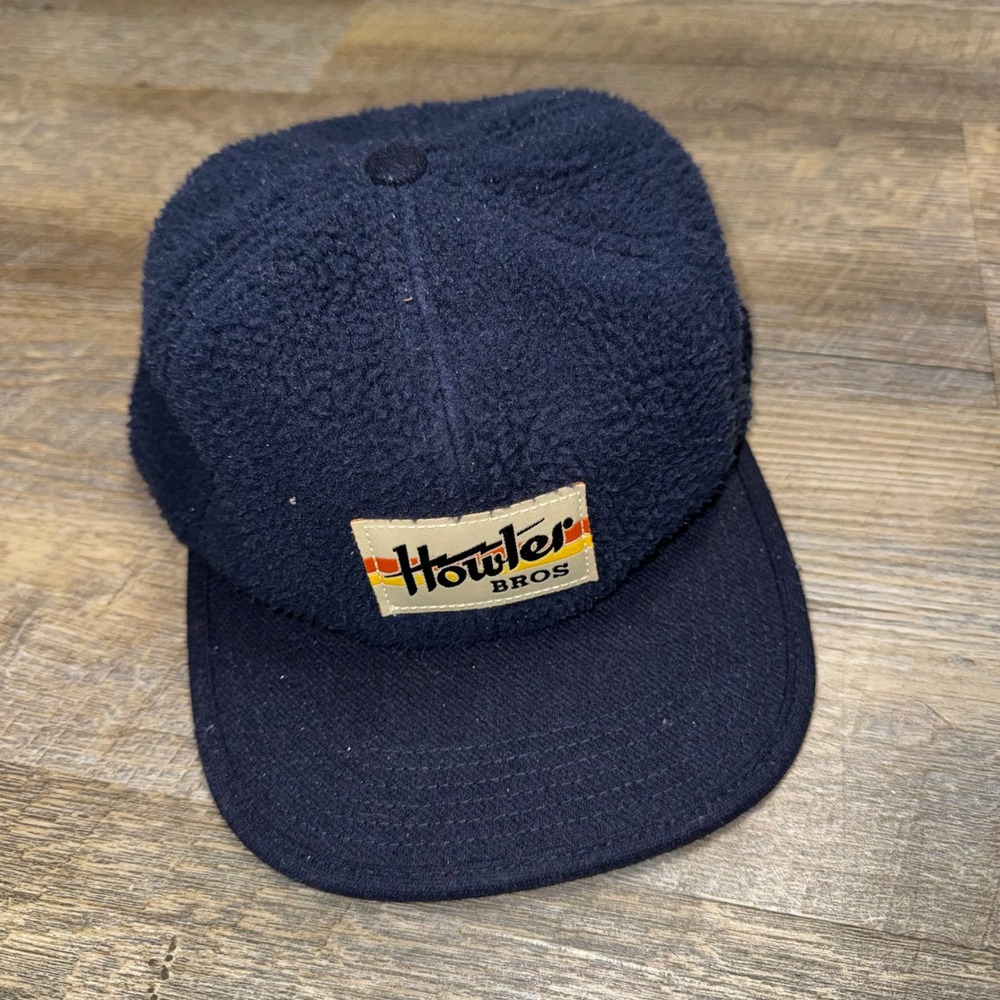 Howler Brothers Fleece Tech Strapback Hat Navy Blue Wool 5 Panel Outdoor Cap